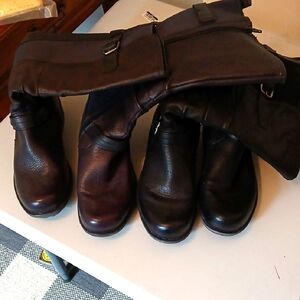 Two Pair Earth Origins Black and Brown Leather Wude Calf Boots Size 8.5